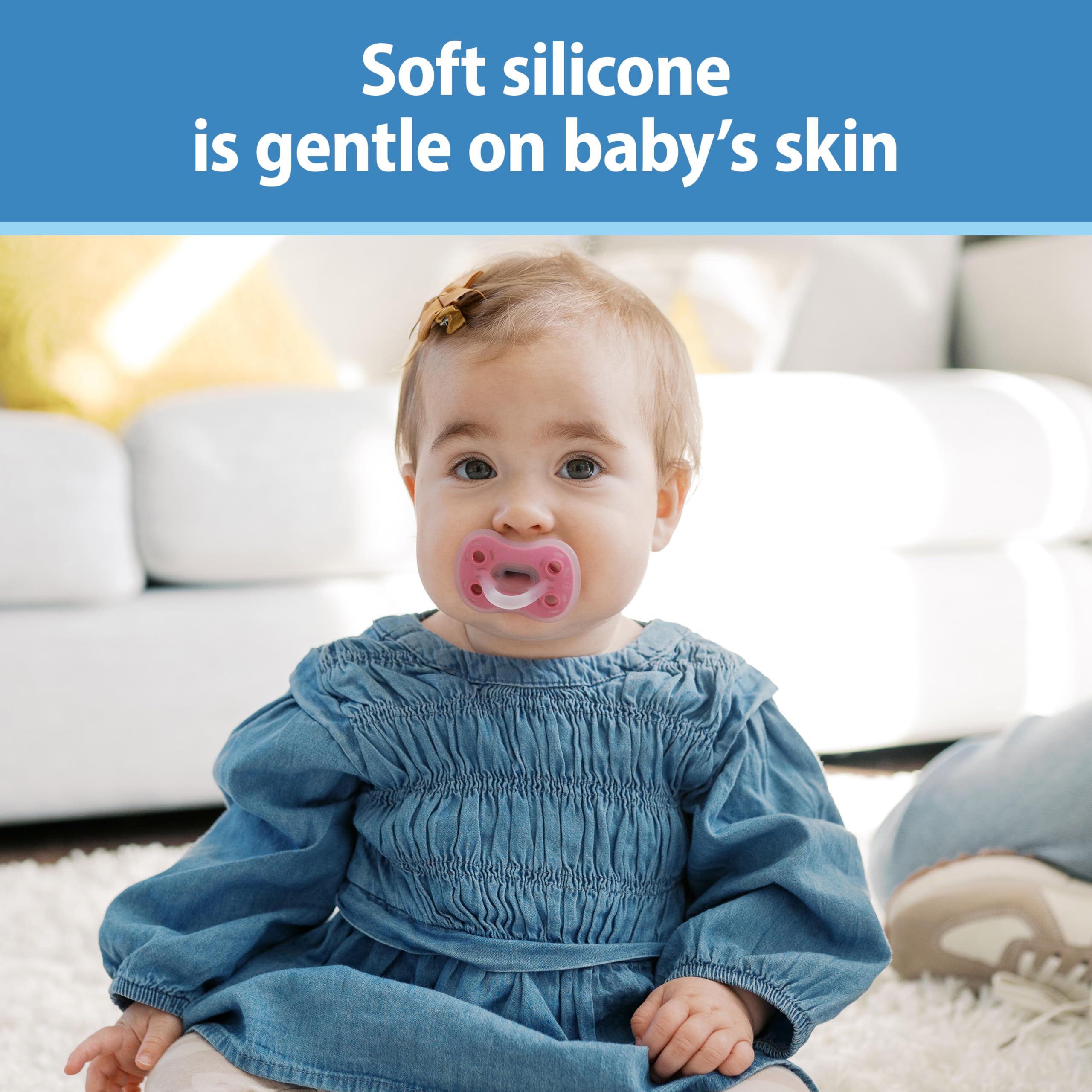 Dr. Brown's Advantage One-Piece Pacifier's breathable shield keeps skin comfortable
