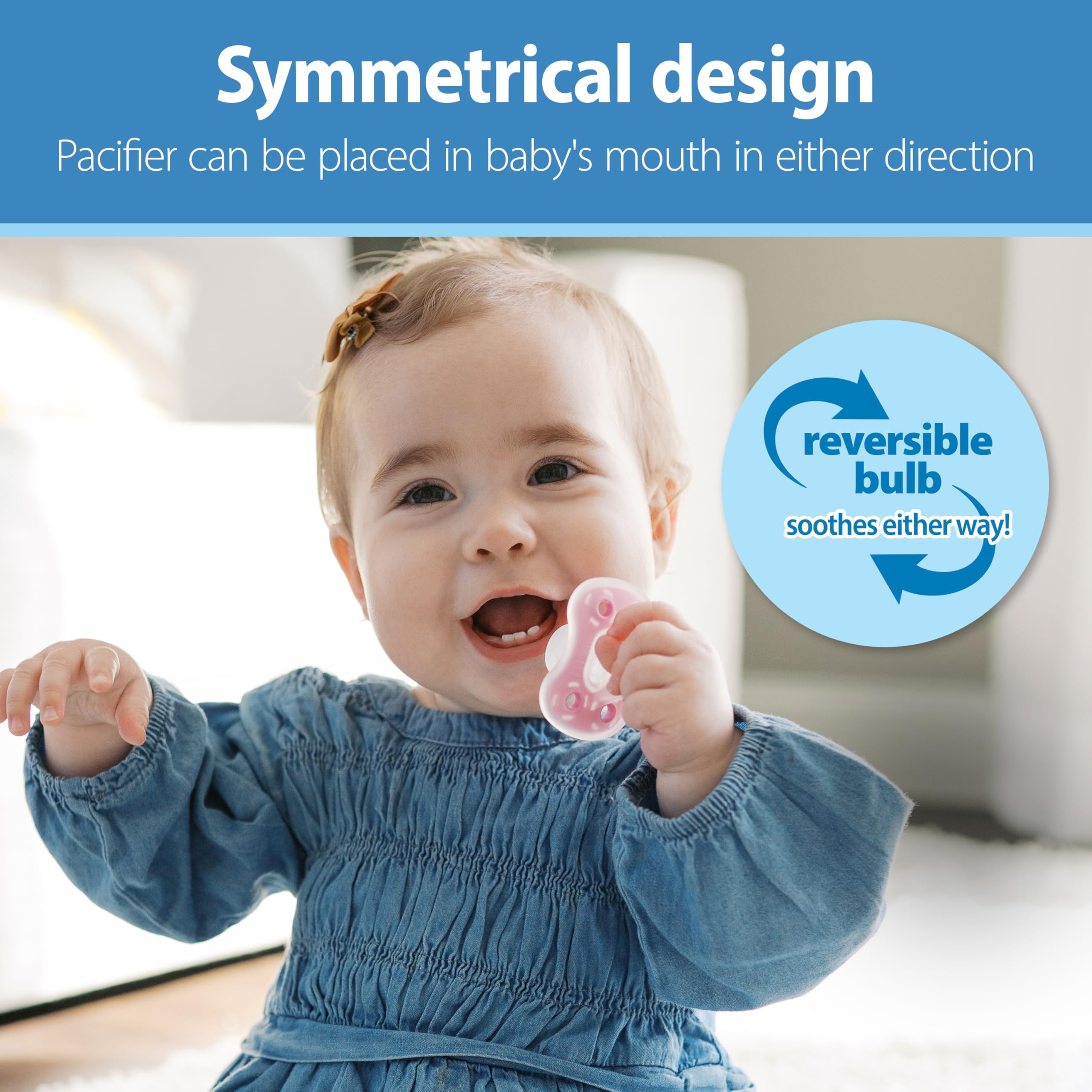 Dr. Brown's Advantage One-Piece Pacifier features water-trap-free bulb