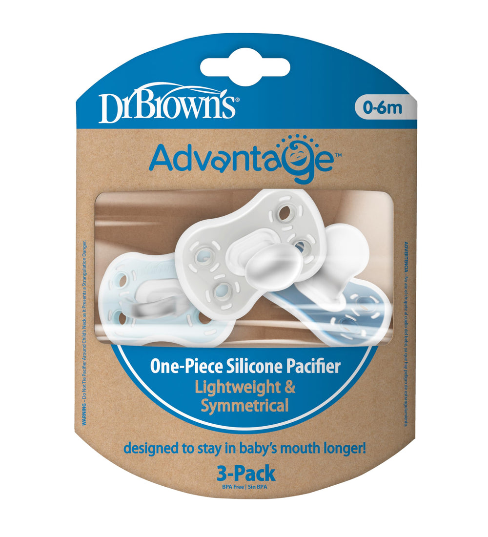 Close-up of the soft silicone bulb on Dr. Brown's Advantage pacifier