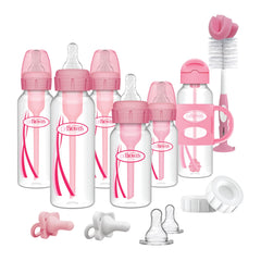 Dr. Brown's Anti-Colic Options+ pink gift set with bottles and accessories for easy feeding