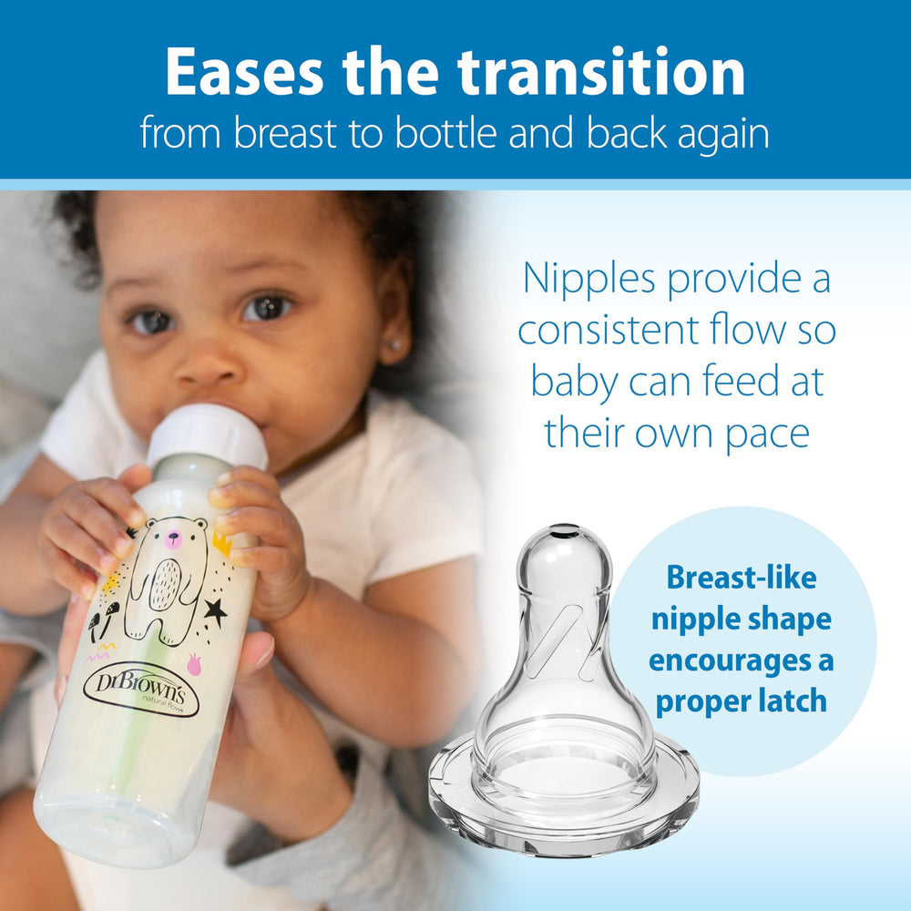 Dr. Brown's breast-like nipple aids latch during every feeding.