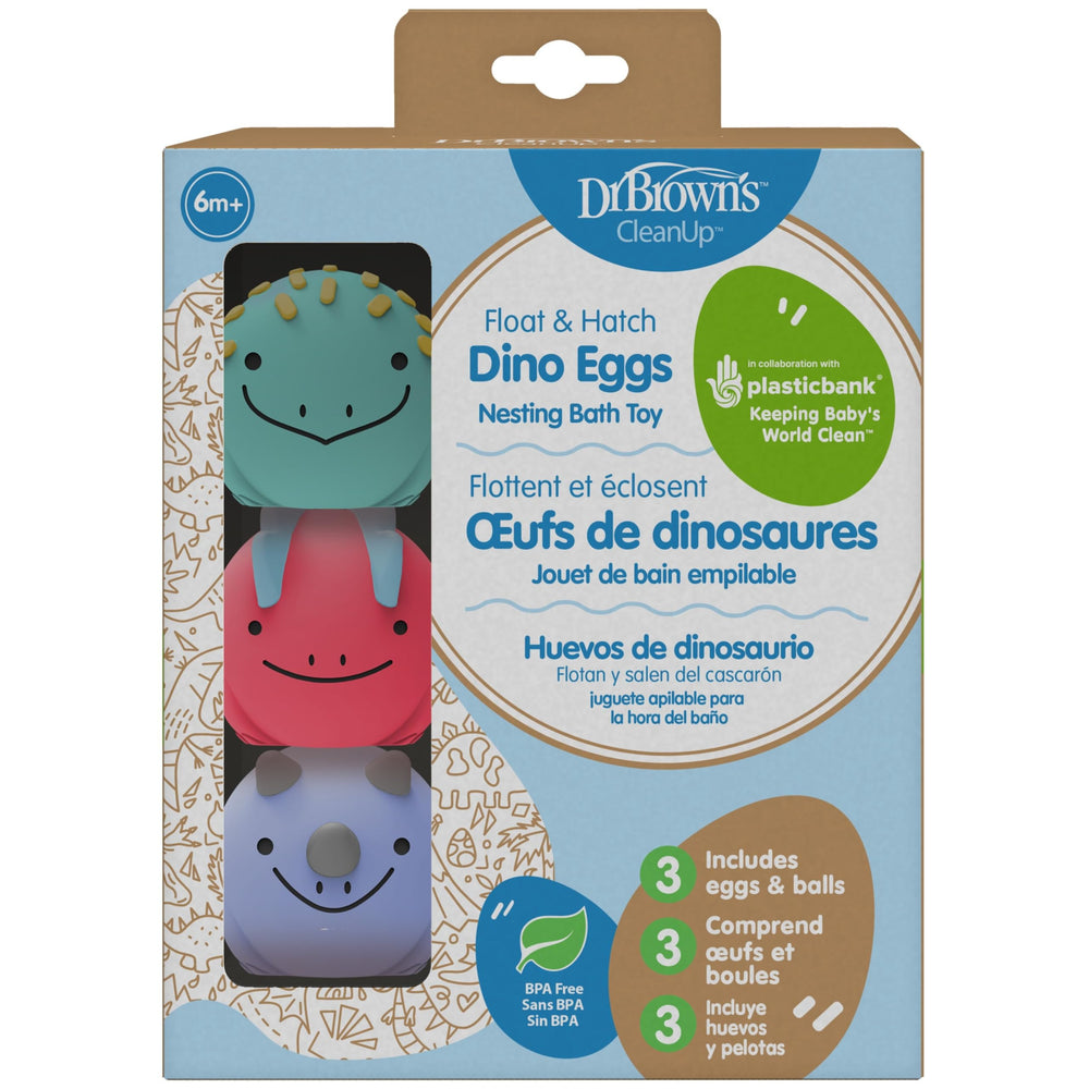 Dr. Brown's Float & Hatch eggs crack open to reveal three dinos for bath play.
