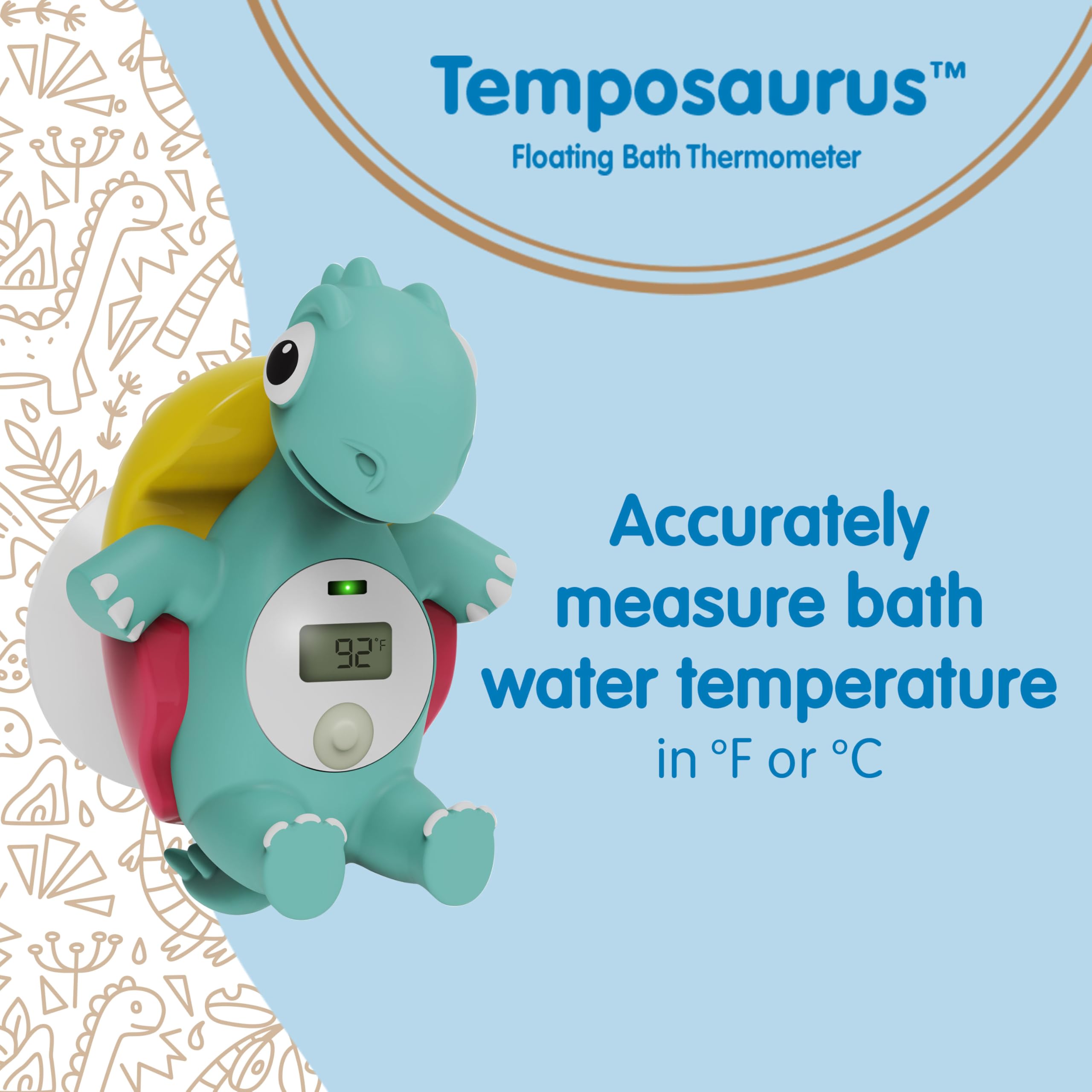 Temposaurus color indicator lights alert when bath is hot or cold.
