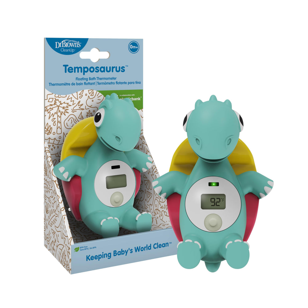 Dr. Brown's Temposaurus floating thermometer with digital display for bath temperature.