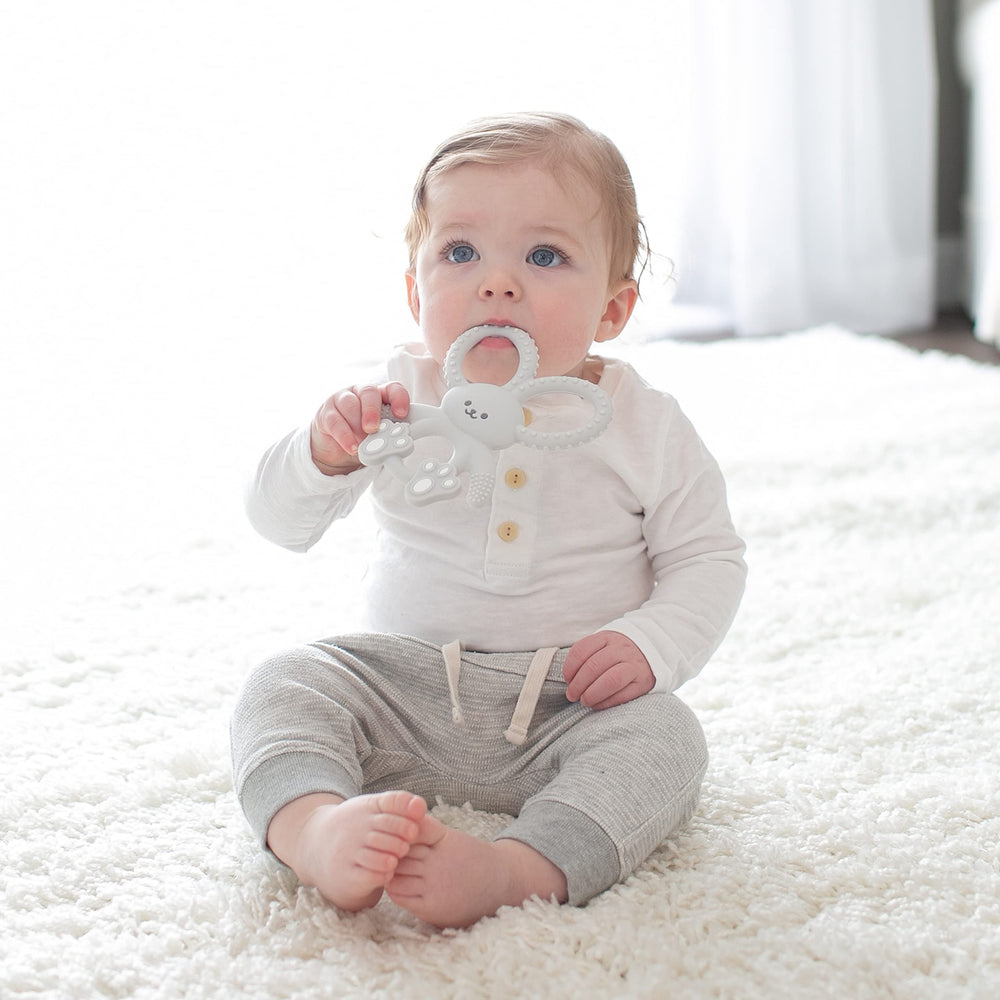 Dr. Brown's Flexees Bunny Teether easy-to-hold openings in ears and tummy.