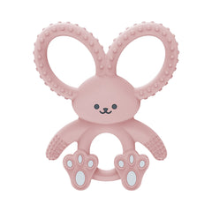 Dr. Brown's Flexees Bunny Teether pink front view soothes gums.