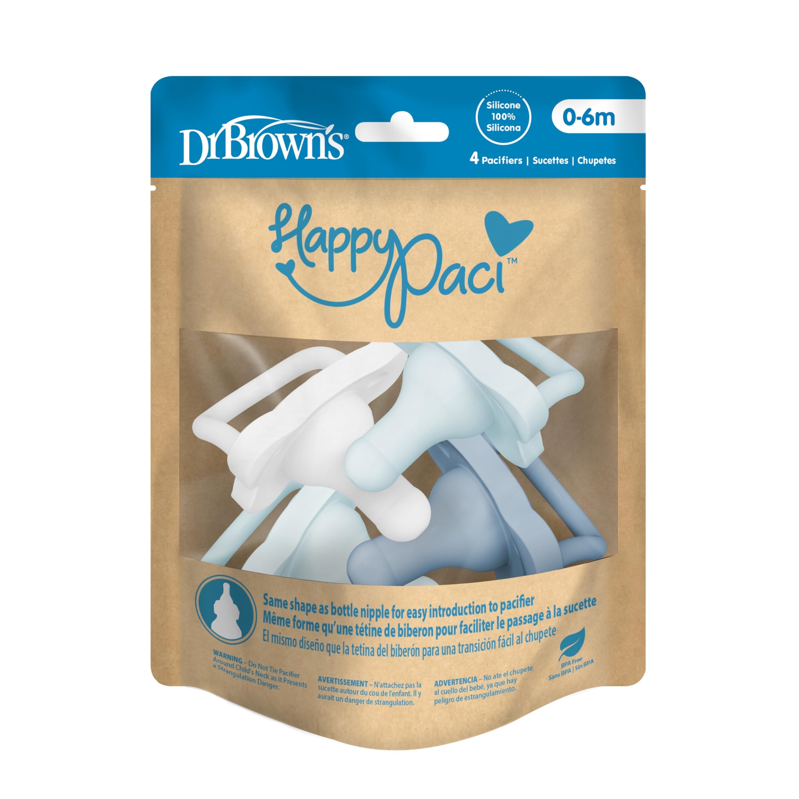 Dr. Brown's HappyPaci blue lightblue white pack for 0-6 months