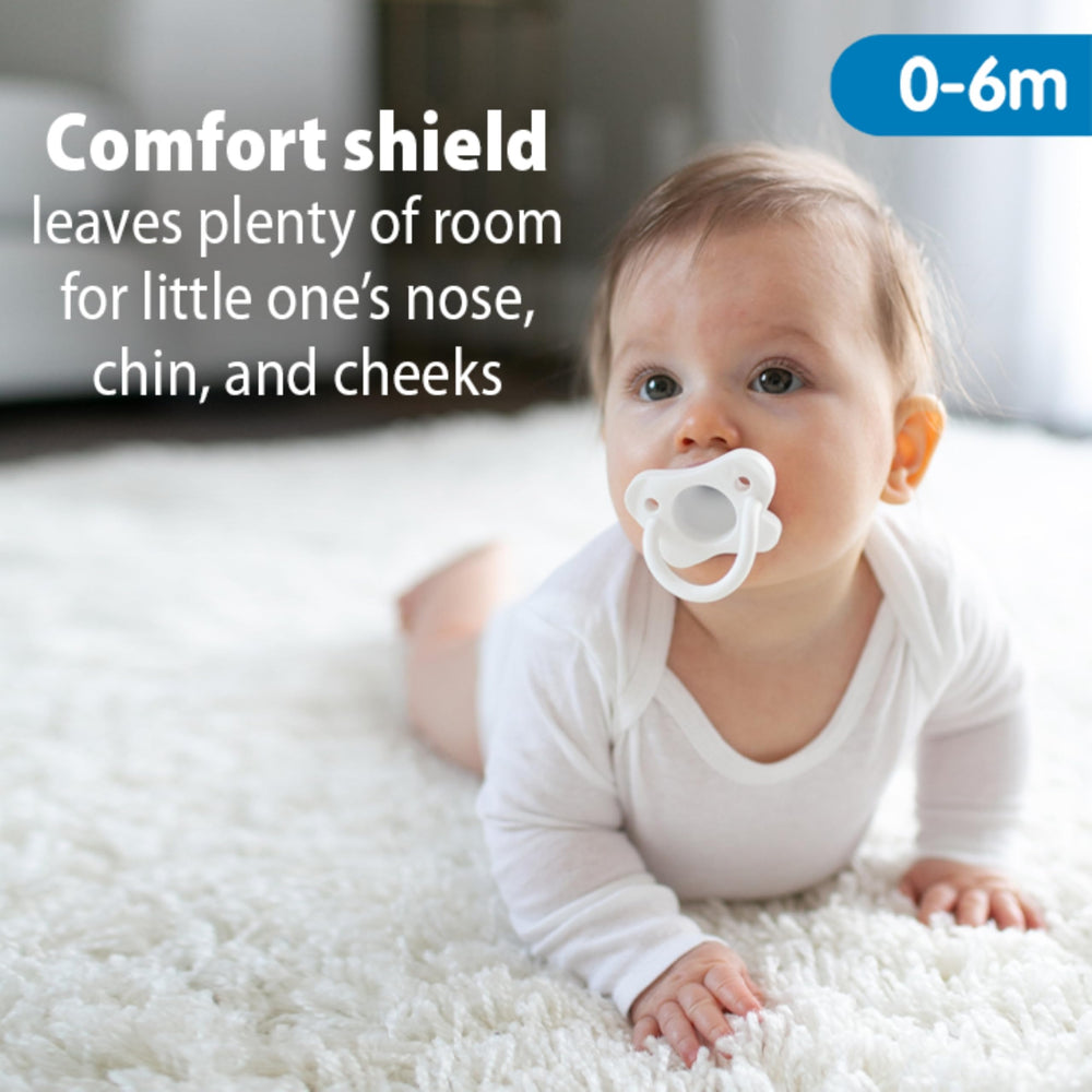 Dr. Brown's HappyPaci open-back bulb enables bonding by letting a caregiver place a finger.