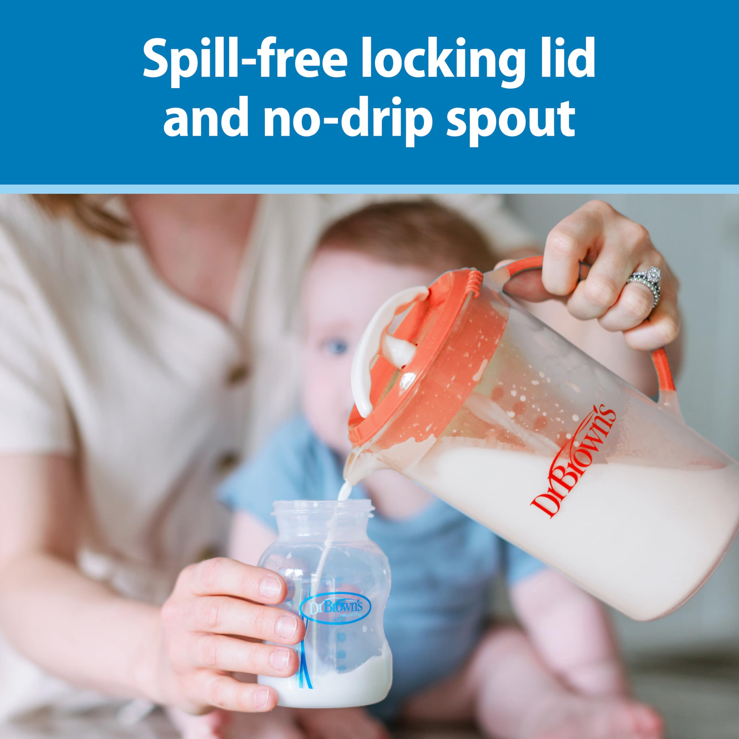 Dr. Brown's locking lid prevents spills during travel