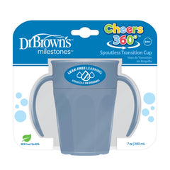 Dr. Brown's Milestones Cheers 360 cup with handles, blue, easy-grip for tiny hands