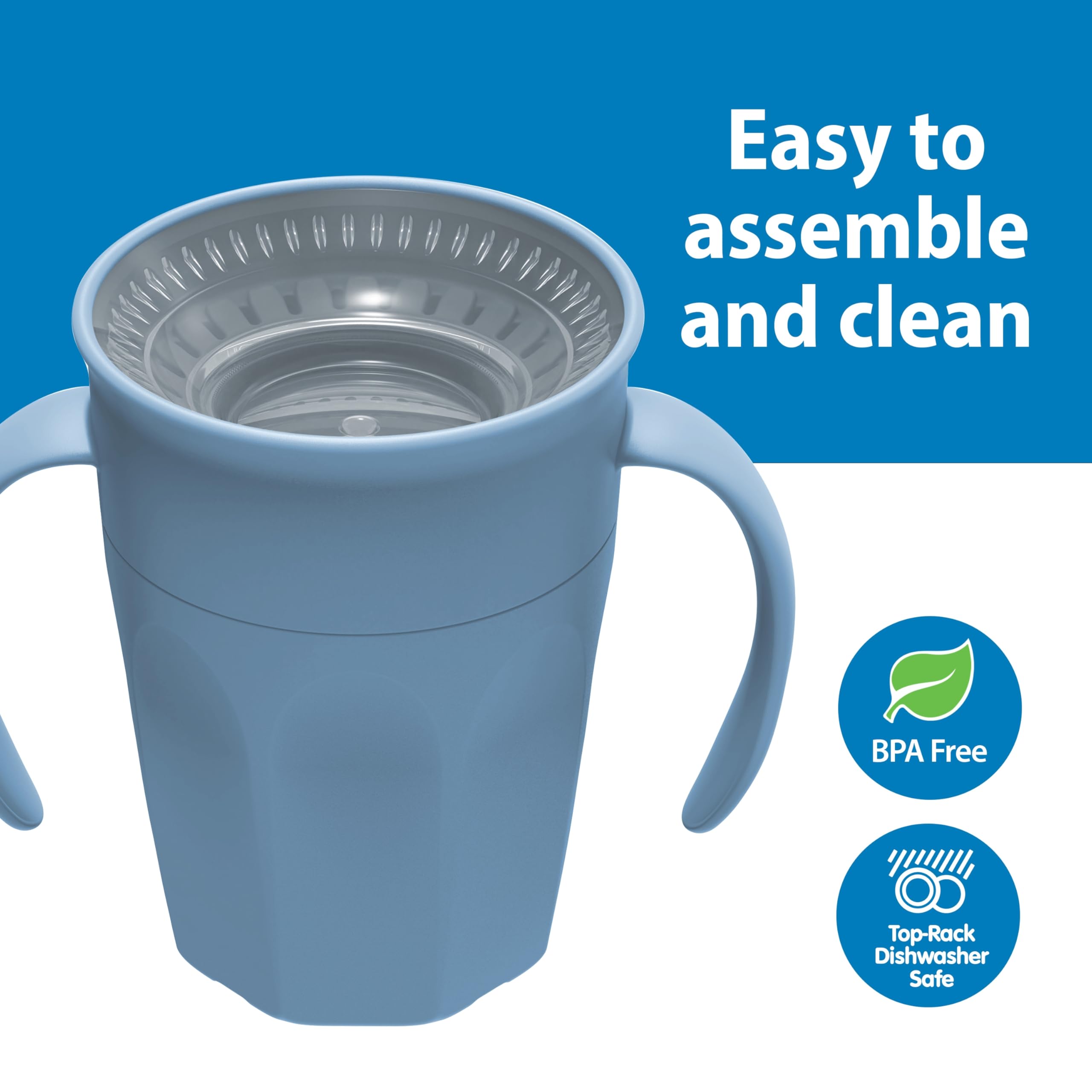Dr. Brown's Milestones Cheers 360 cup blue handles for easy grip