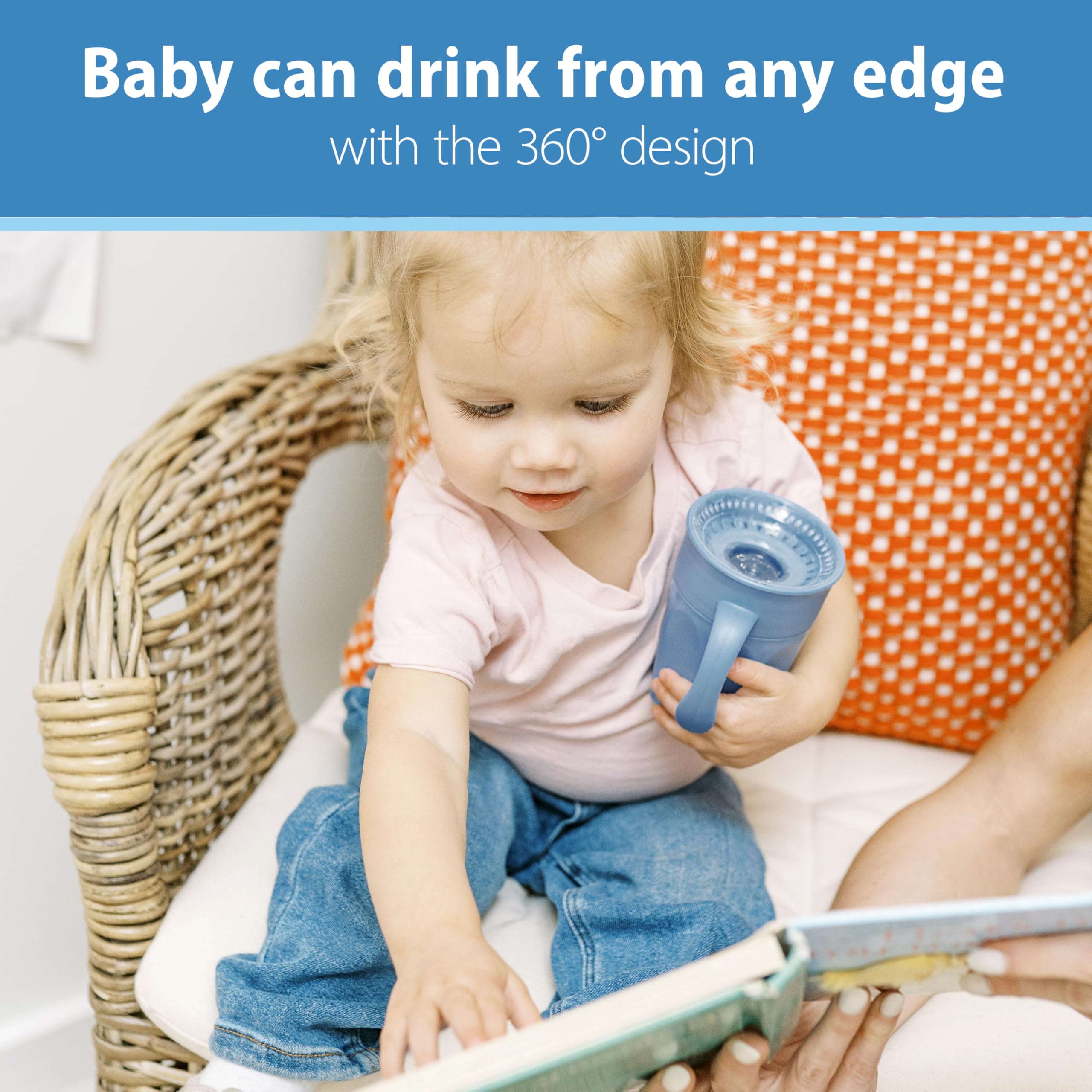 Dr. Brown's Milestones Cheers 360 cup blue lid detaches for cleaning