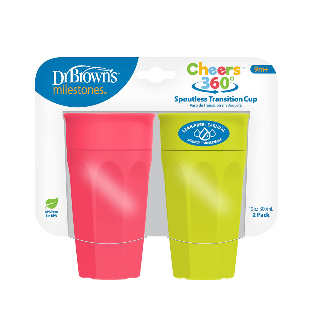 Dr. Brown's Milestones Cheers 360 cup pours from any edge to reduce spills during use