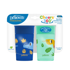 Dr. Brown's Milestones Cheers 360 cup with travel lid ideal for outings.