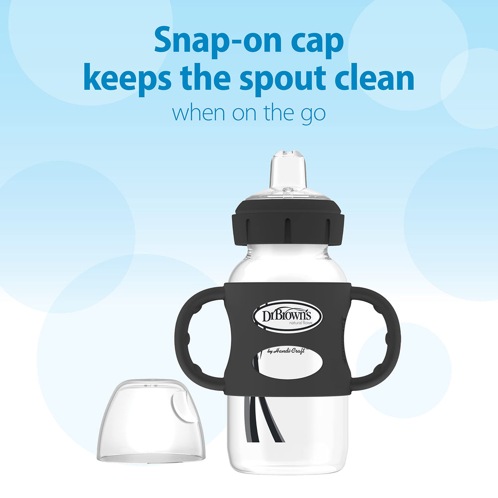 Dr. Brown's Milestones handles fit most wide-neck bottles.