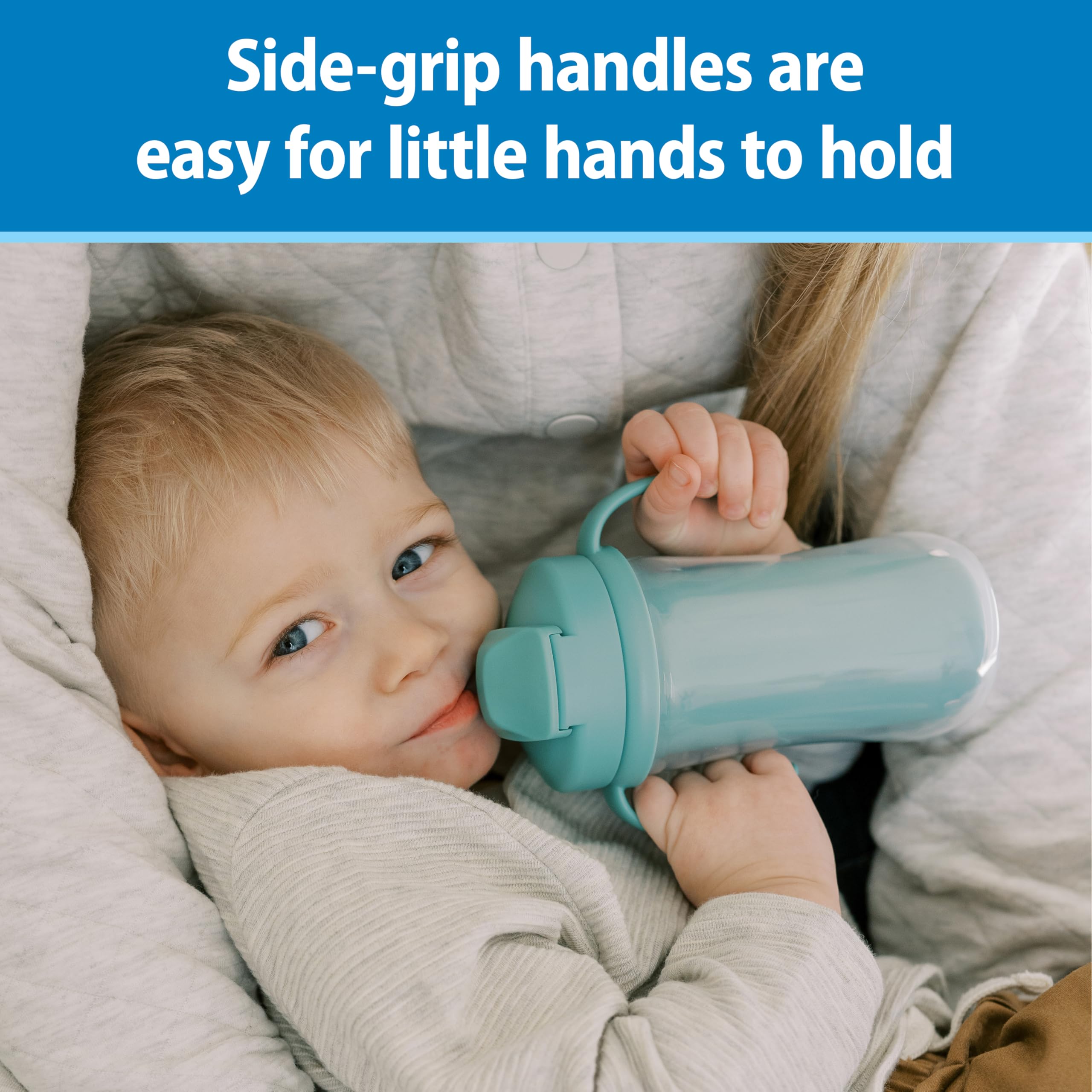 Double-wall insulation preserves drink freshness during travel in Dr. Brown's Milestones cup.