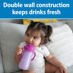 Dr. Brown's Milestones double-wall insulated tumbler keeps drinks cool on-the-go.