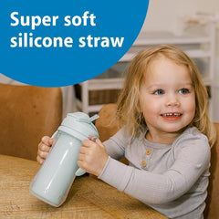Removable handles on Dr. Brown's Milestones cup support growing toddlers' sipping.