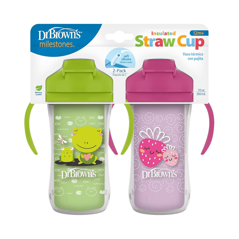 Dr. Brown's Milestones insulated straw cup with slide lid is great for travel.