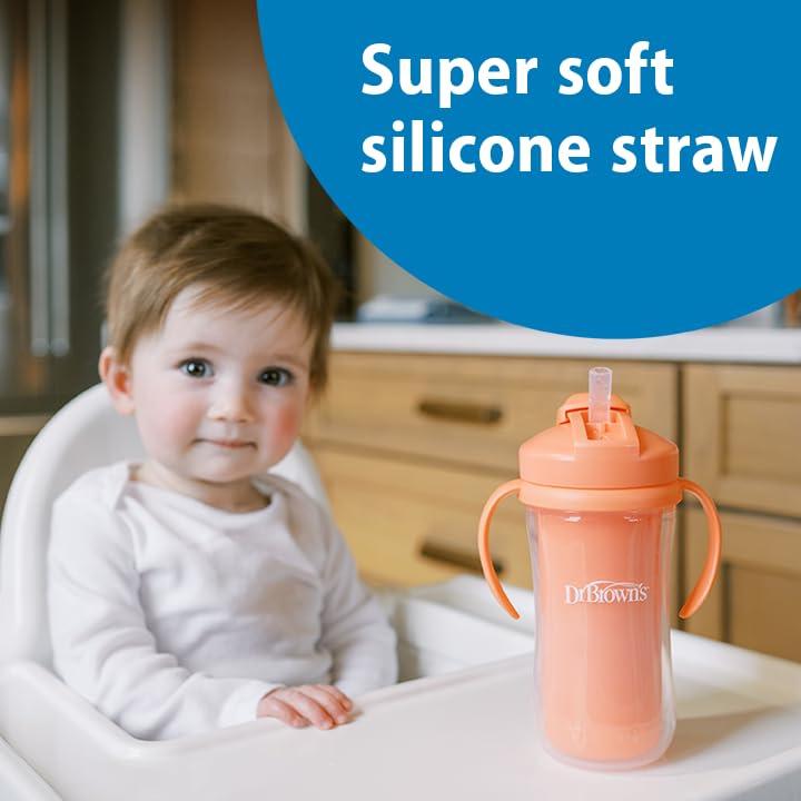 Locking handles Dr. Brown's Milestones straw cup provides easy grip