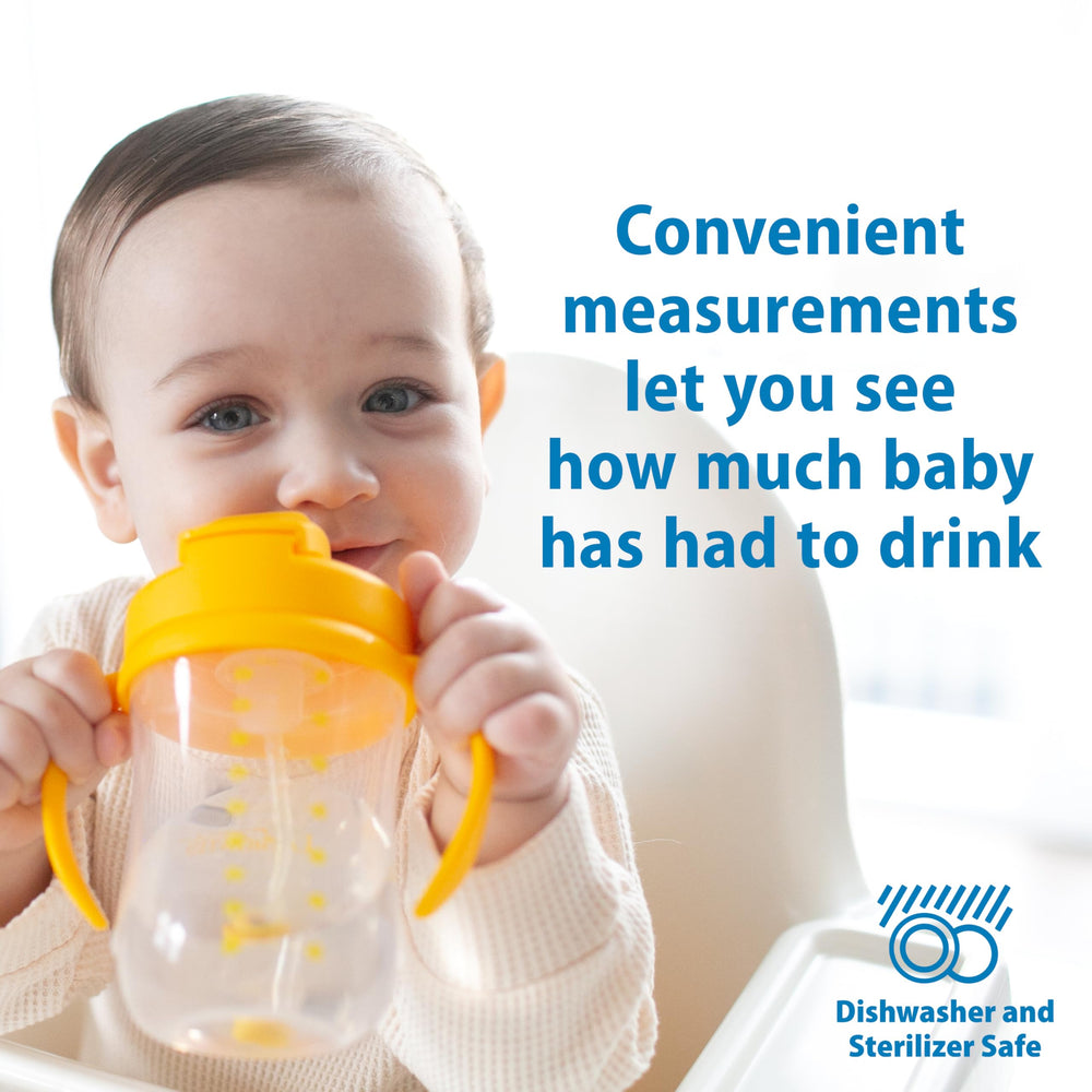 Measuring marks help track how much baby has drank.