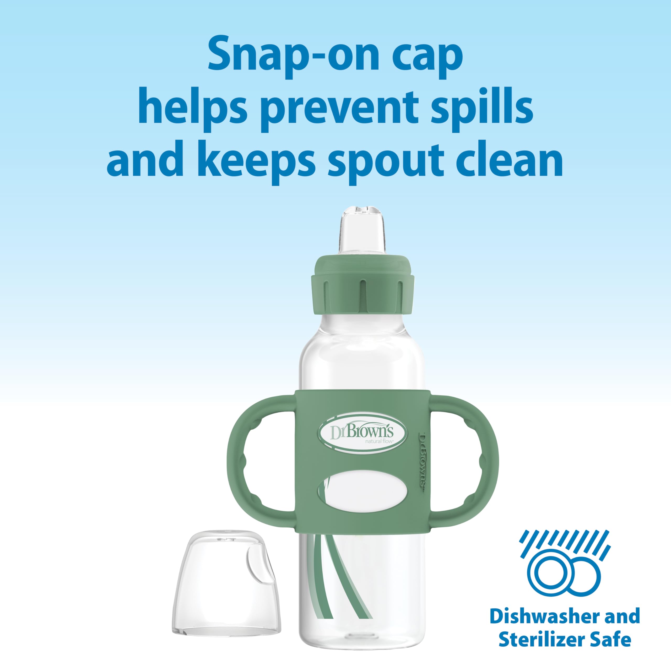 Dr. Brown's Milestones snap-on cap keeps the spout clean on the go.