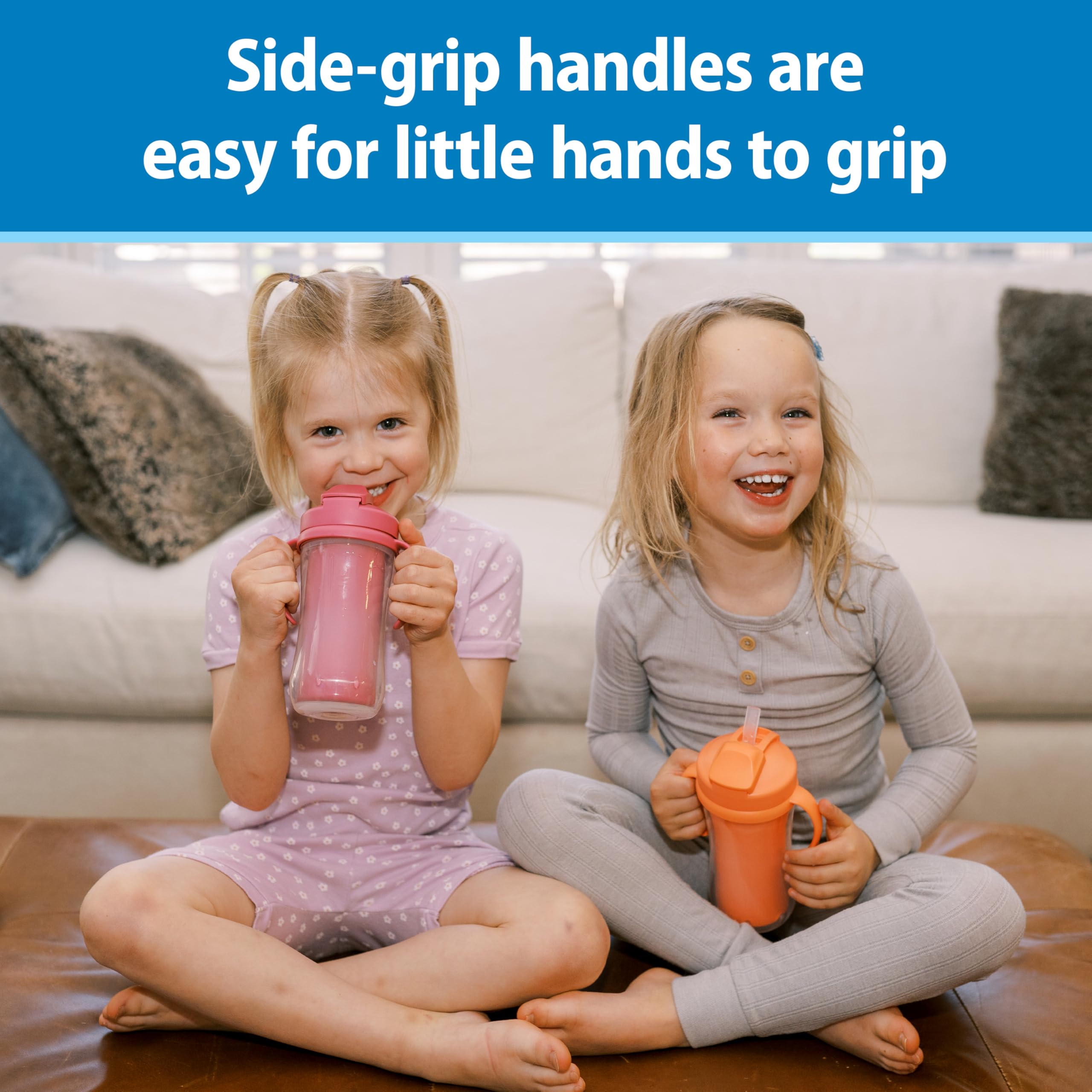 Soft silicone straw aids sipping in Dr. Brown's Milestones cup