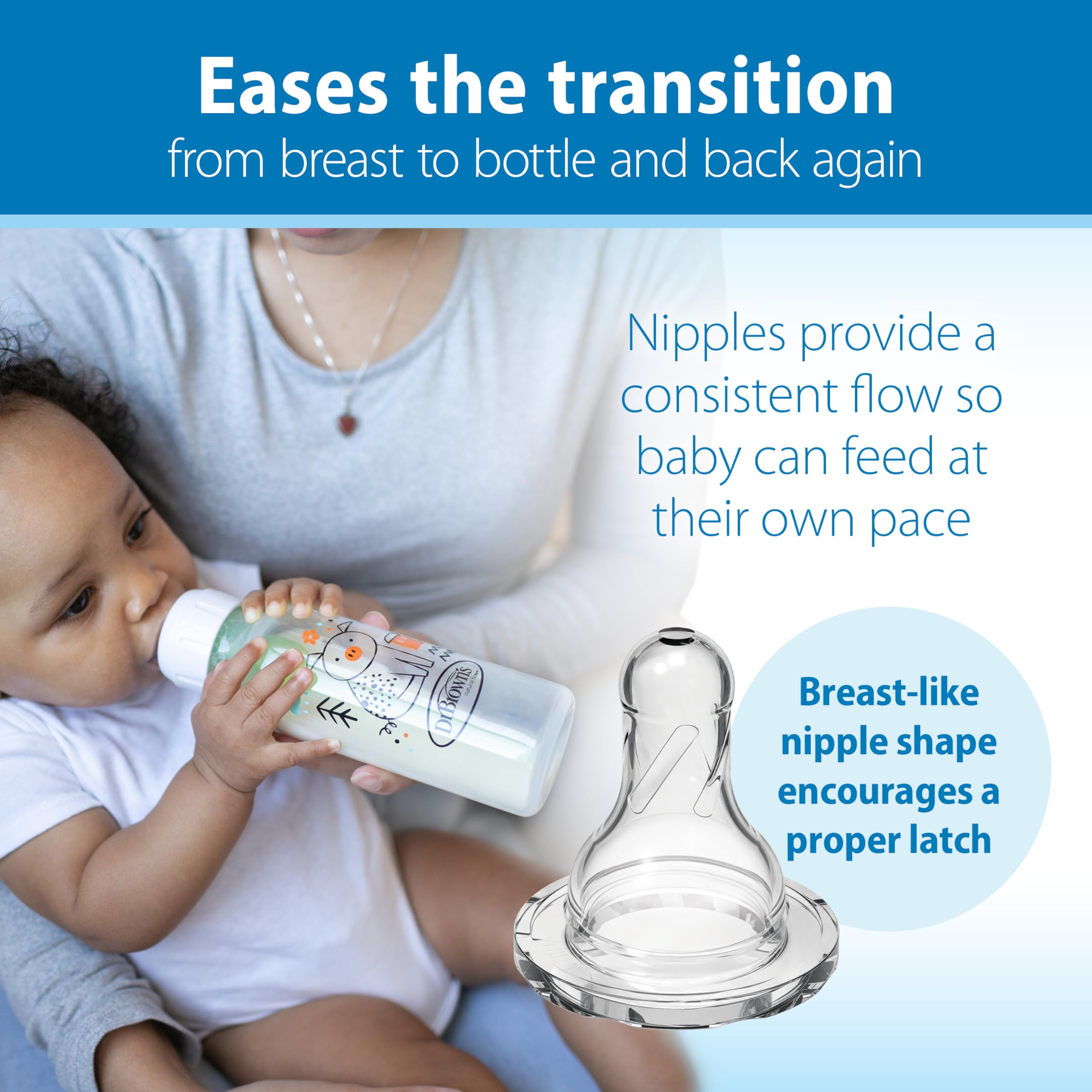 Dr. Brown's narrow bottle top view shows wide neck