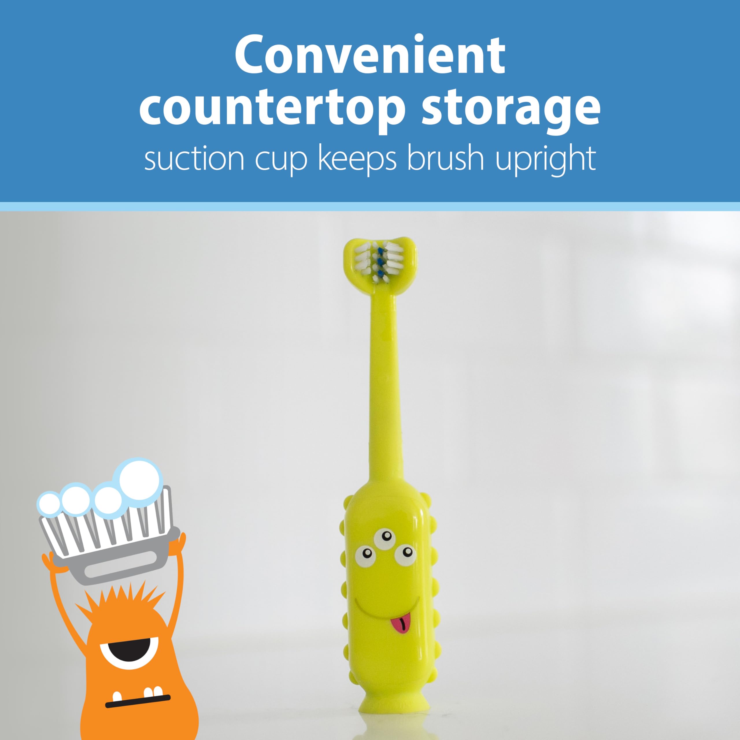 Dr. Brown's ToothScrubber green monster design makes brushing fun.
