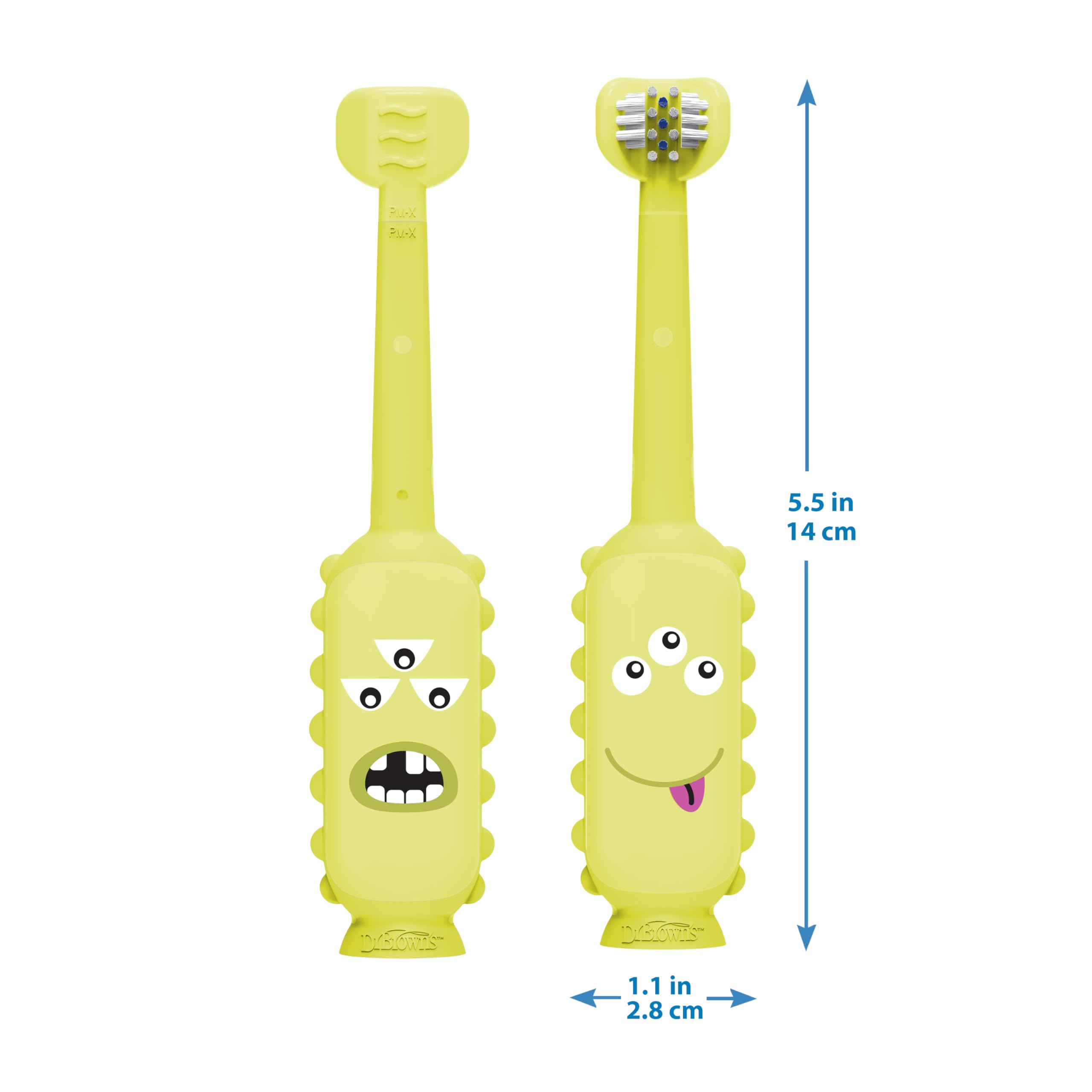 Dr. Brown's ToothScrubber soft bristles are gentle on gums.