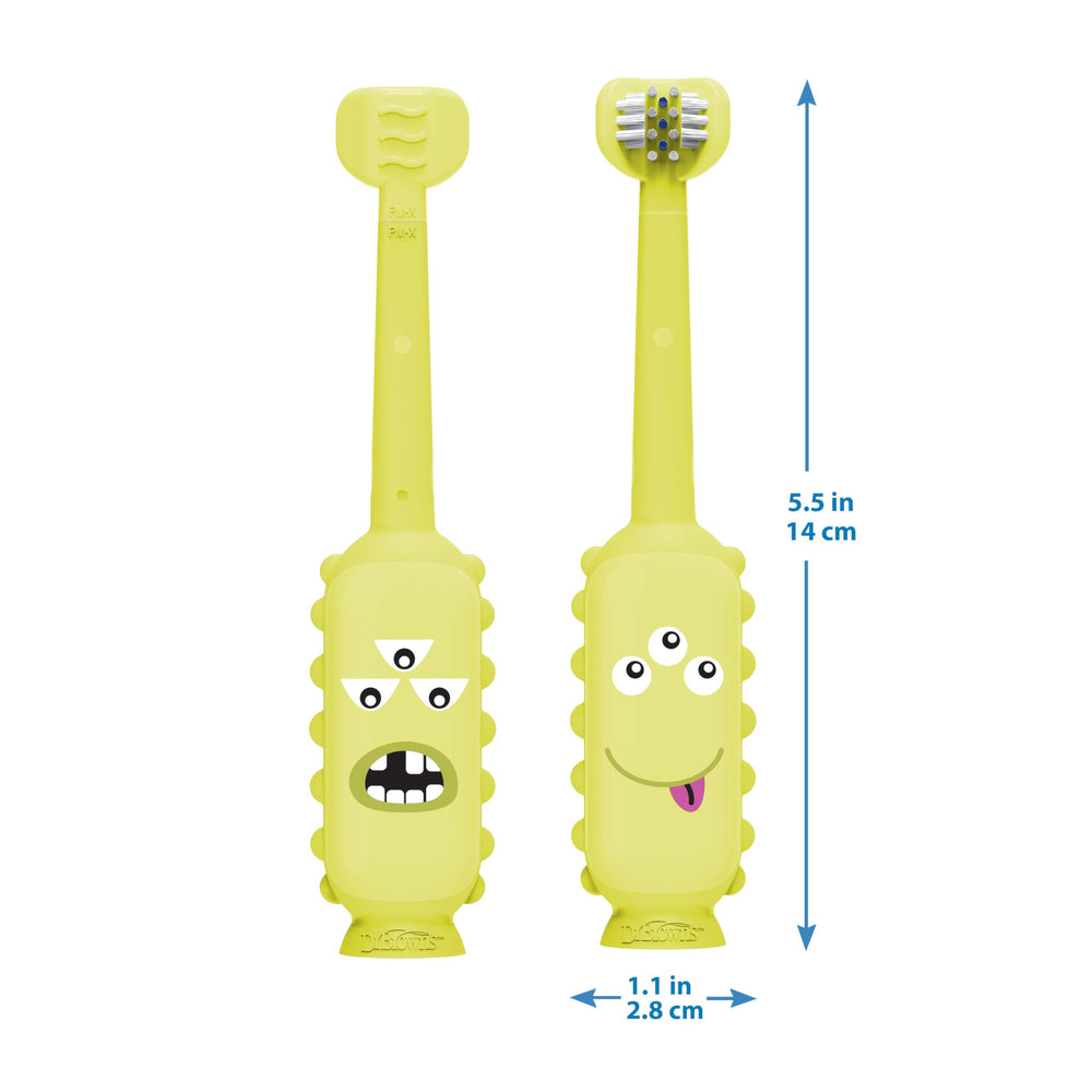 Dr. Brown's ToothScrubber soft bristles are gentle on gums.