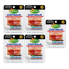 Front view of Dr. Dan's Cortibalm bottle for quick lip relief.