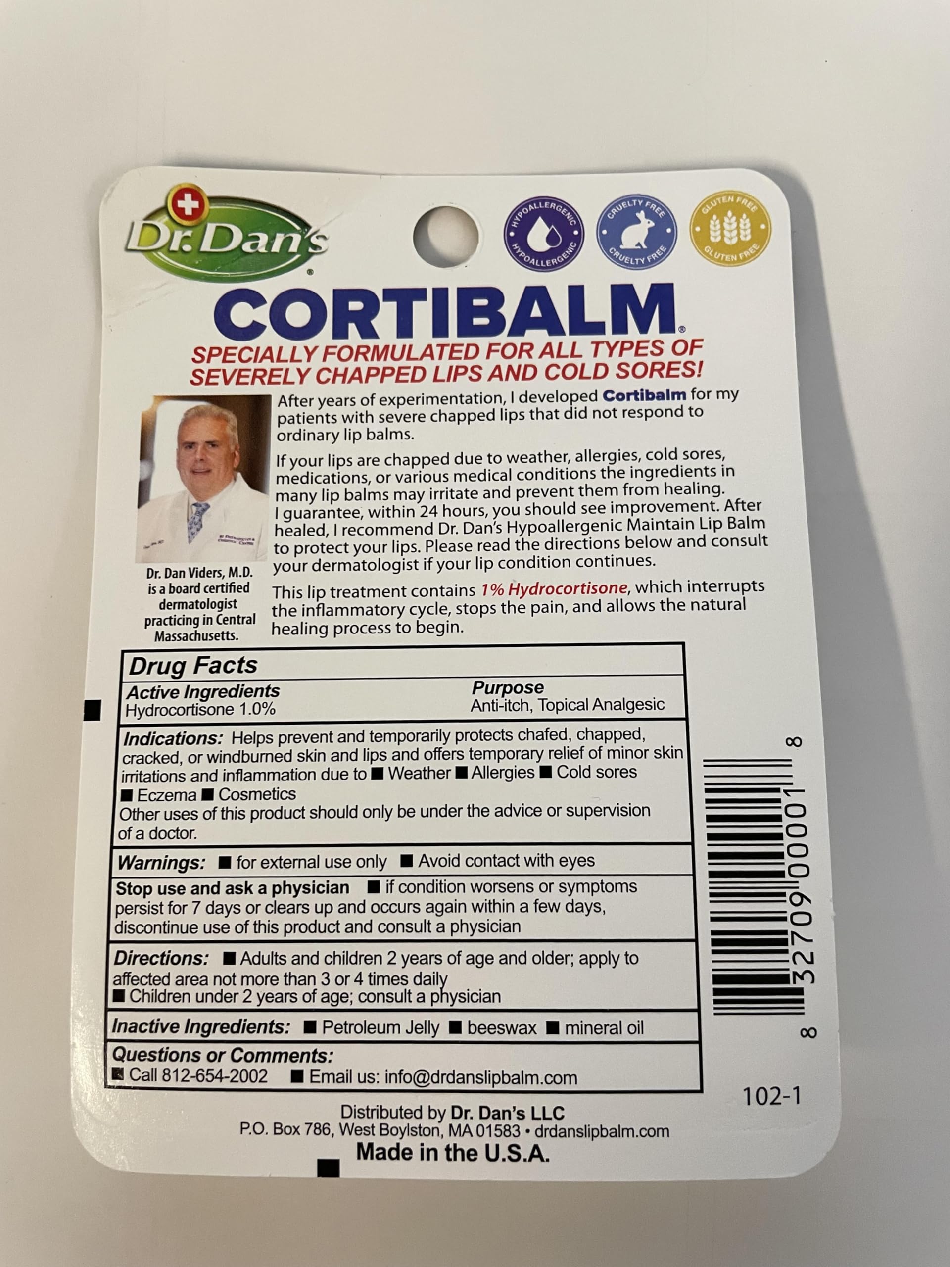 Dr. Dan’s Cortibalm closeup-application shows targeted relief on irritated lips