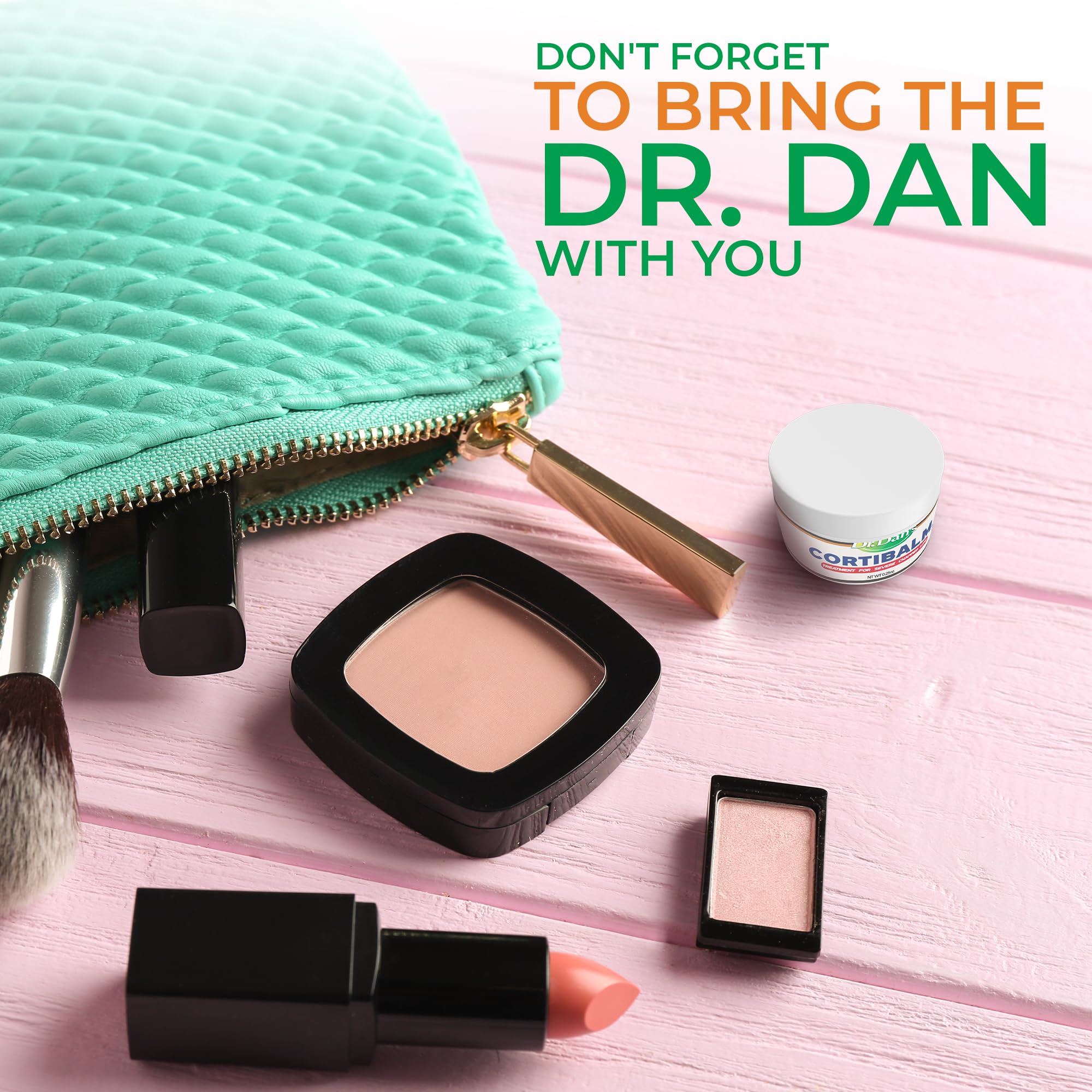 Dr. Dan's Cortibalm in use for on-the-go lip care.