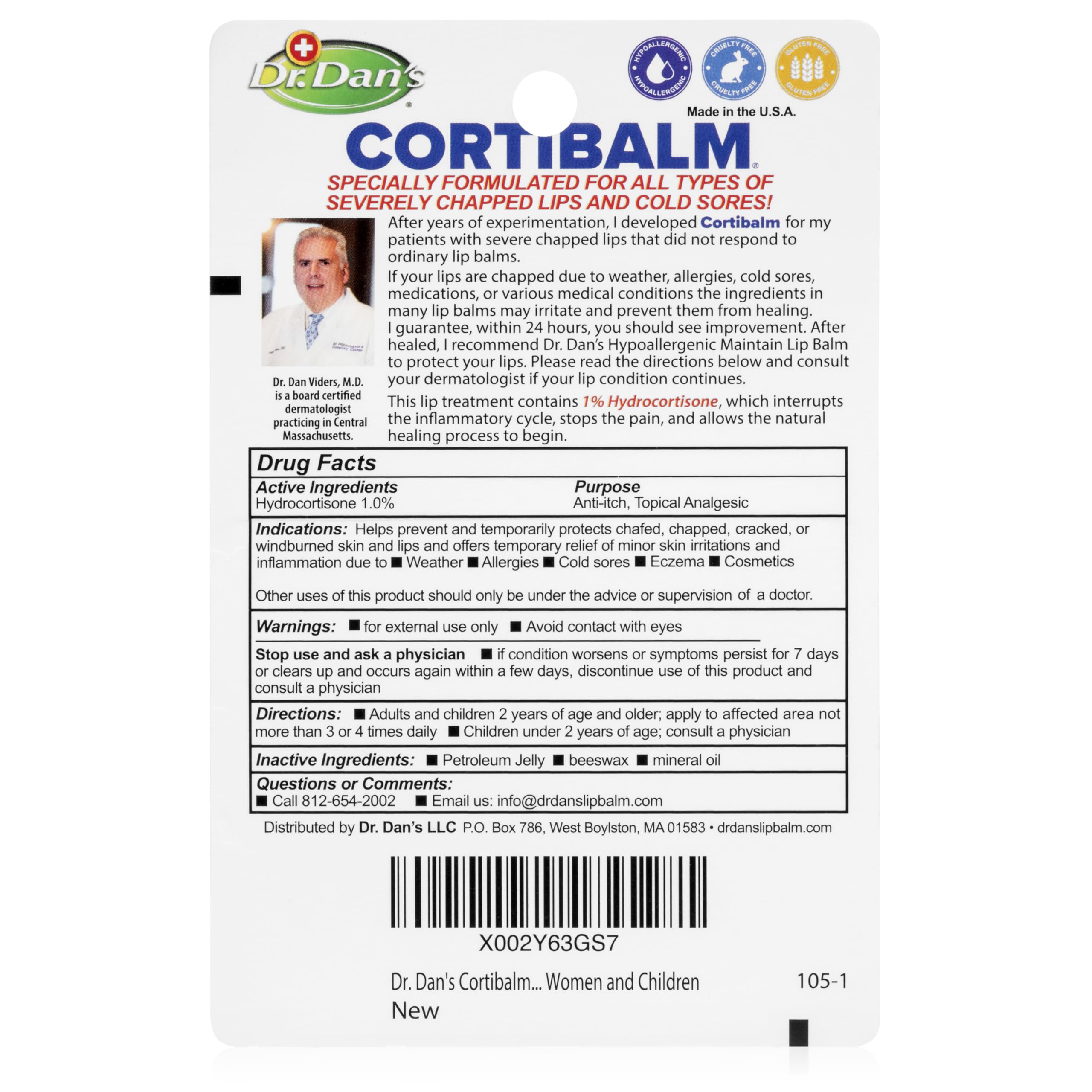 Lips being treated with Dr. Dan's Cortibalm for soothing relief