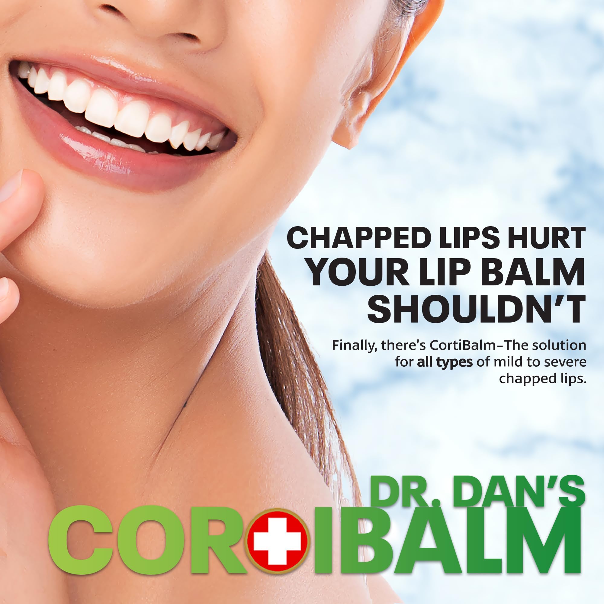 Dr. Dan's Cortibalm packaging box displayed for lip care routine.