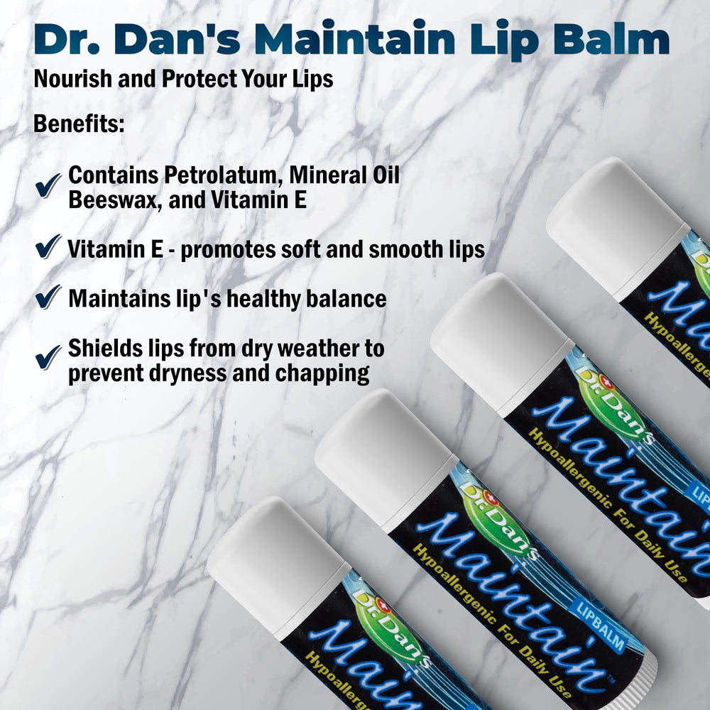 Applying Dr. Dan's Maintain Lip Balm for gentle lip moisture