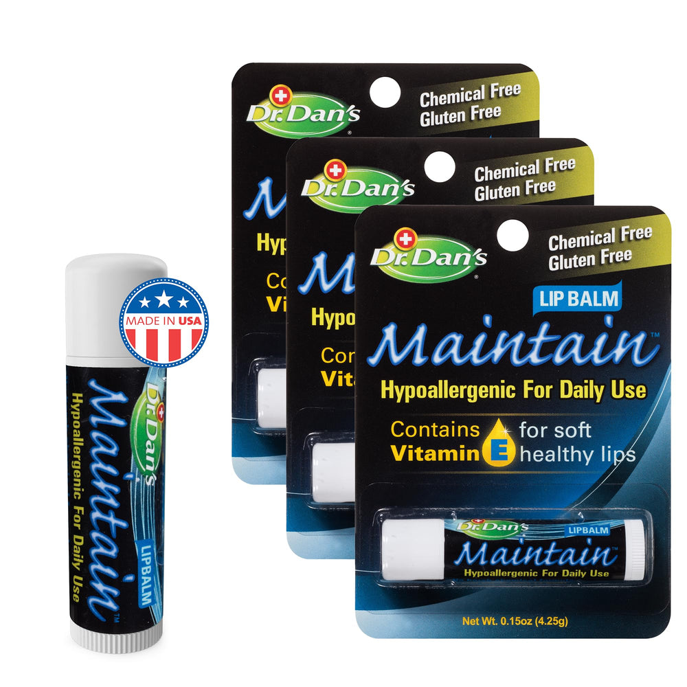 Dr. Dan's Maintain Lip Balm tube close-up for everyday lip care