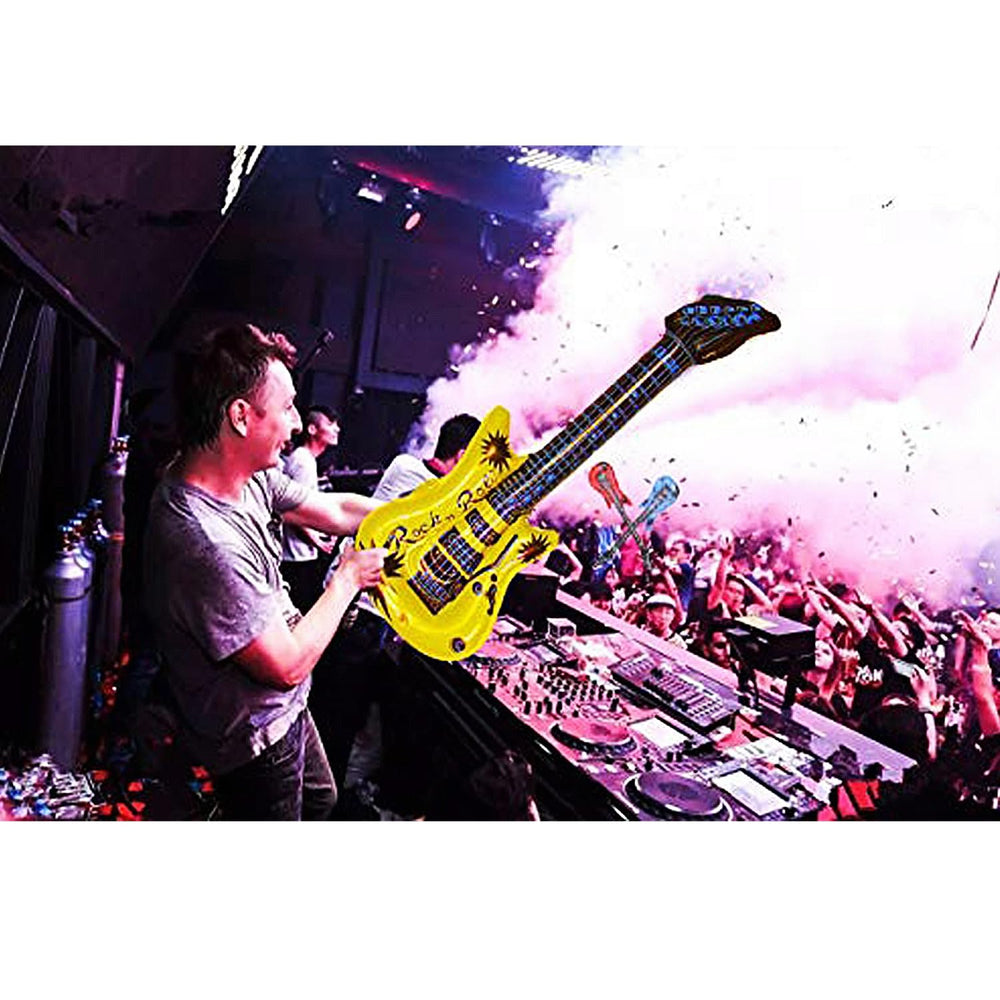 DR.DUDU inflatable guitar 37in blue adds fun to water-friendly parties.