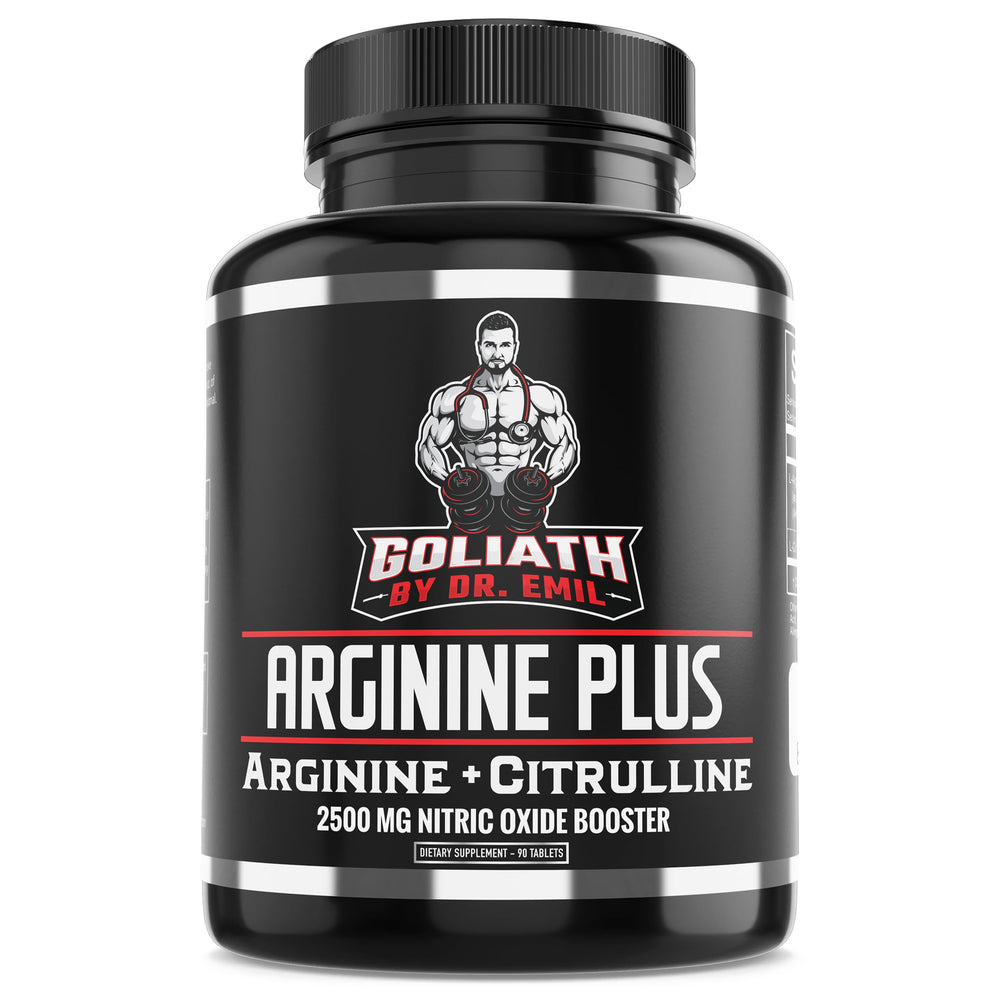 DR. EMIL NUTRITION Arginine Plus bottle front view, high-dose NO formula for workouts.