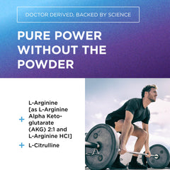 DR. EMIL NUTRITION Arginine Plus tablets being poured, a convenient NO boost for training.