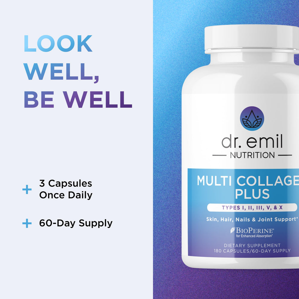 Side view of DR. EMIL NUTRITION bottle emphasizing packaging design