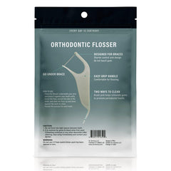 Dr. Emma orthodontic flossers gray mint close-up showing slim, precise tip