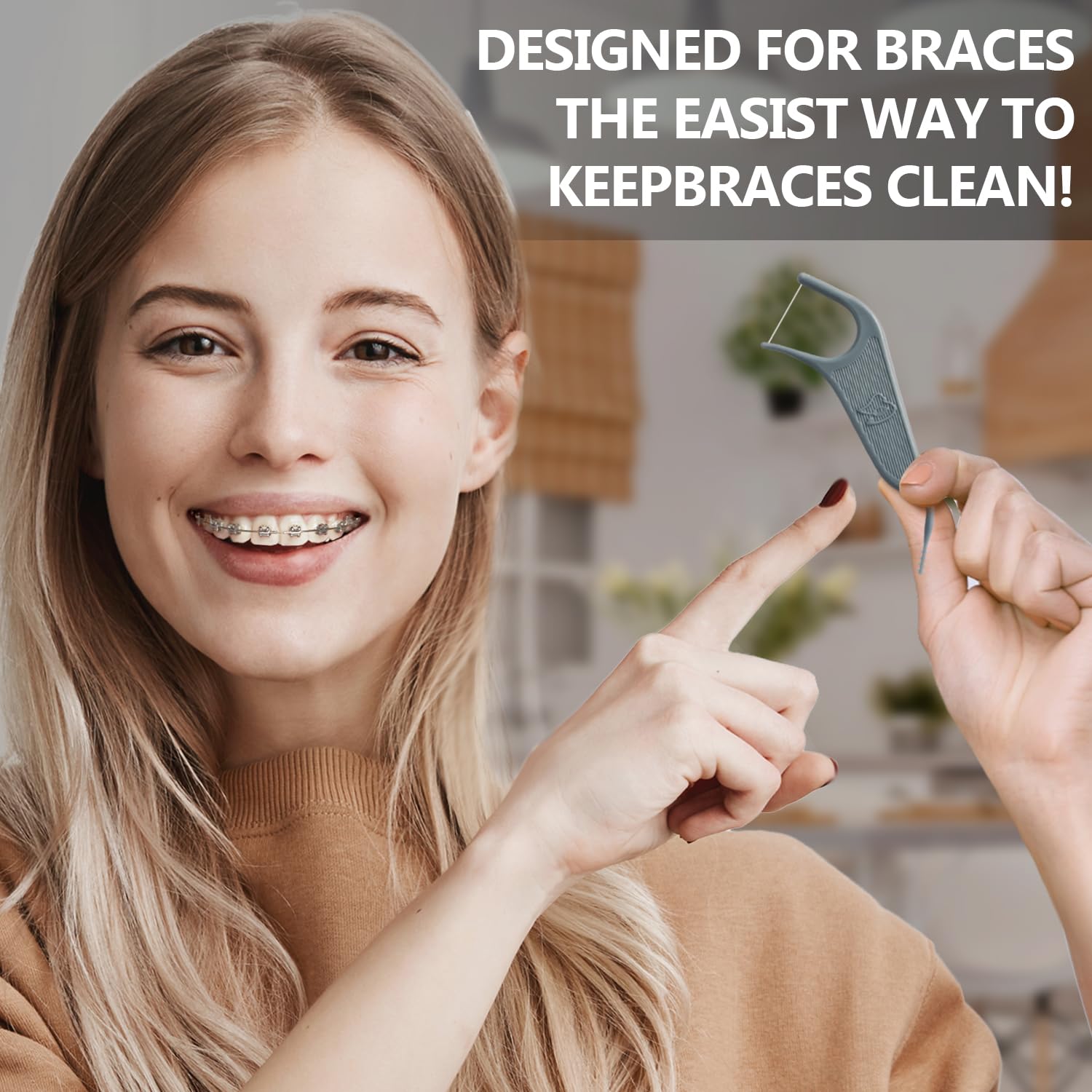 Dr. Emma orthodontic flossers gray mint use between meals for daily care