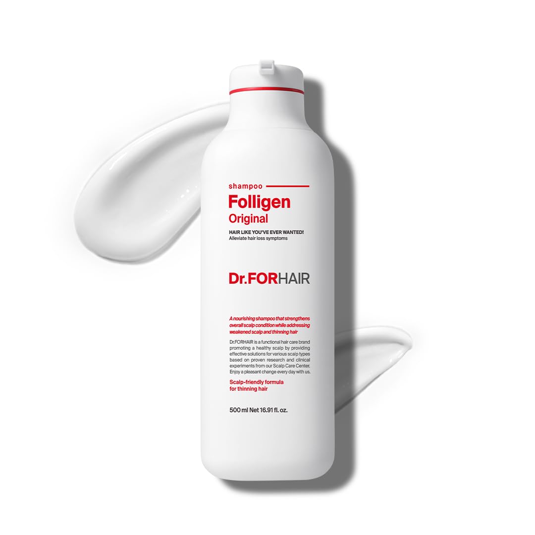 DR.FORHAIR Folligen Shampoo bottle front signals premium packaging for daily scalp care.