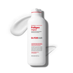DR.FORHAIR Folligen Shampoo bottle front signals premium packaging for daily scalp care.