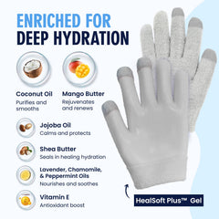 Gel gloves highlight mango butter and shea blend for smooth, even hydration