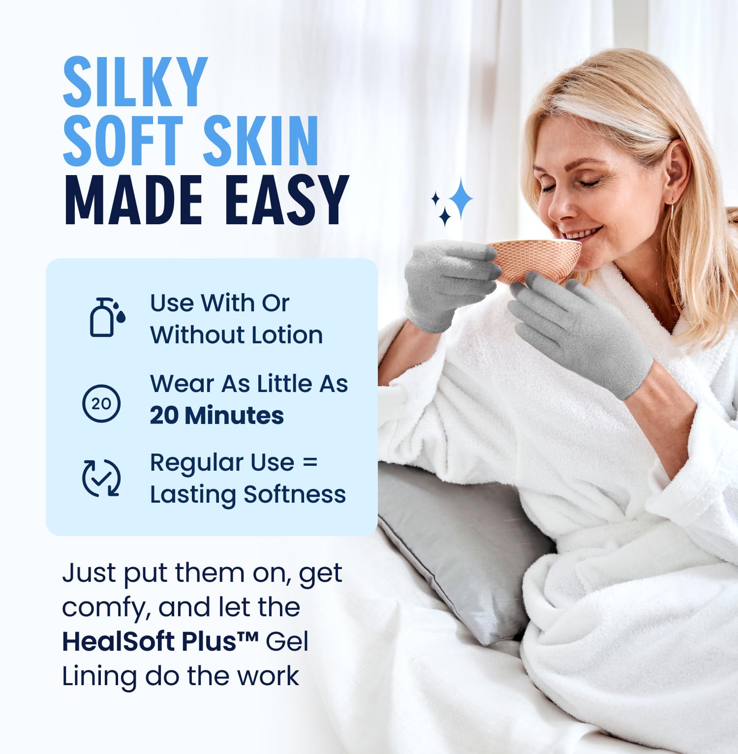 Spa-at-home experience with a plush feel and hydrating gel lining