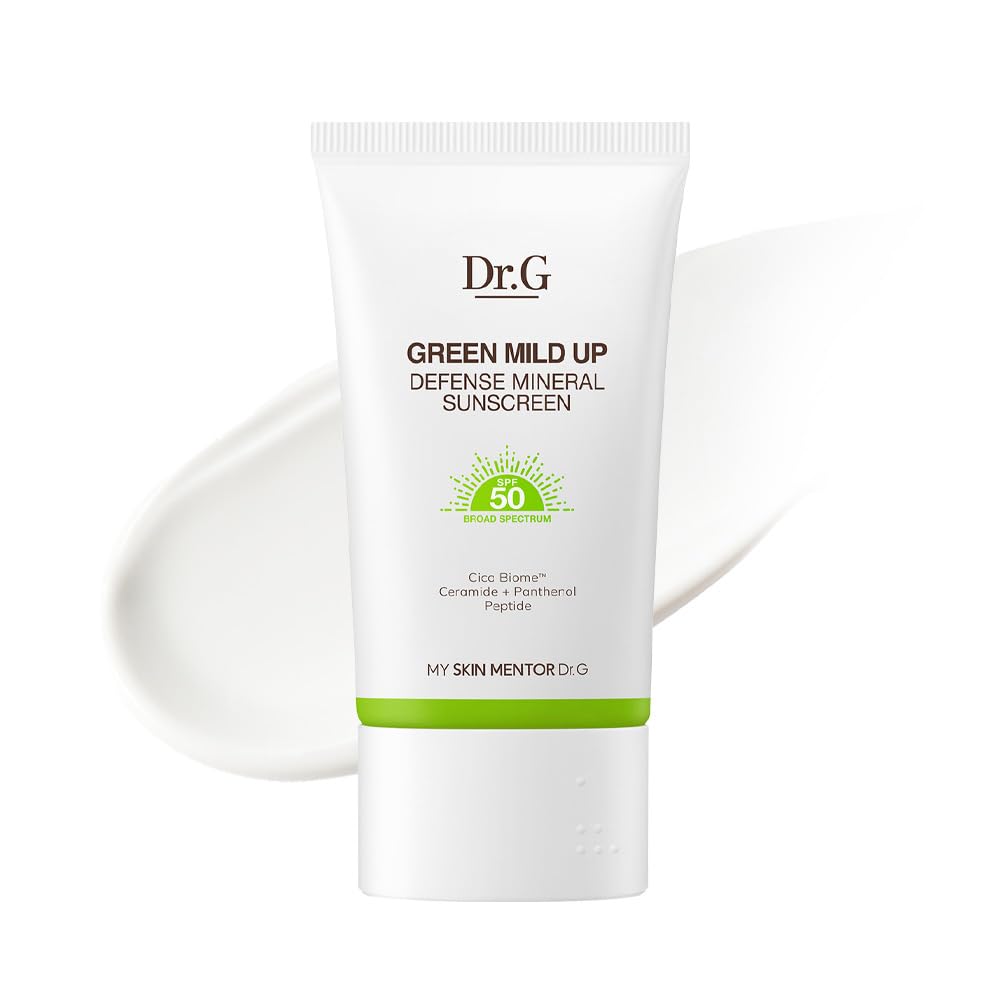 Dr.G Green Mild Up Defense sunscreen bottle front view for daily protection