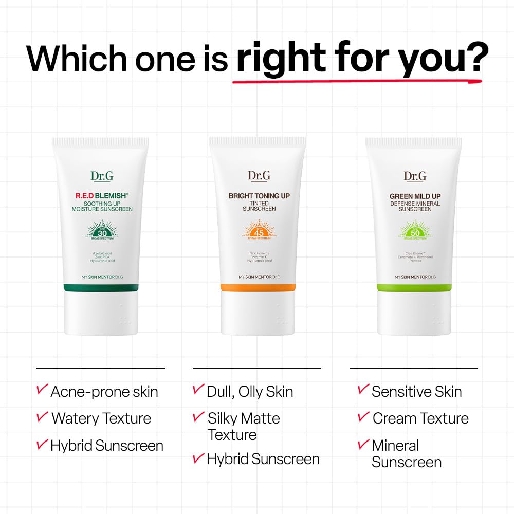 Hands applying Dr.G sunscreen at sunny beach for sun protection